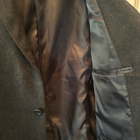 H&M Charcoal Gray Wool Blazer Jacket Elbow Patches 2 Button Size 44R - Picture 4 of 10